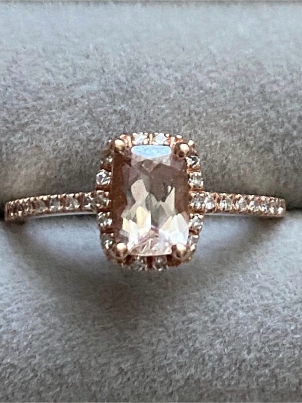 Macy's Rose Gold Morganite & Halo Diamond Ring